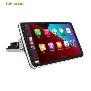 TOPOPFIRES 10" Single Din Car Stereo with Rotatable Touchscreen, Wireless CarPlay & Android Auto, GPS Navigation & AHD Backup Camera