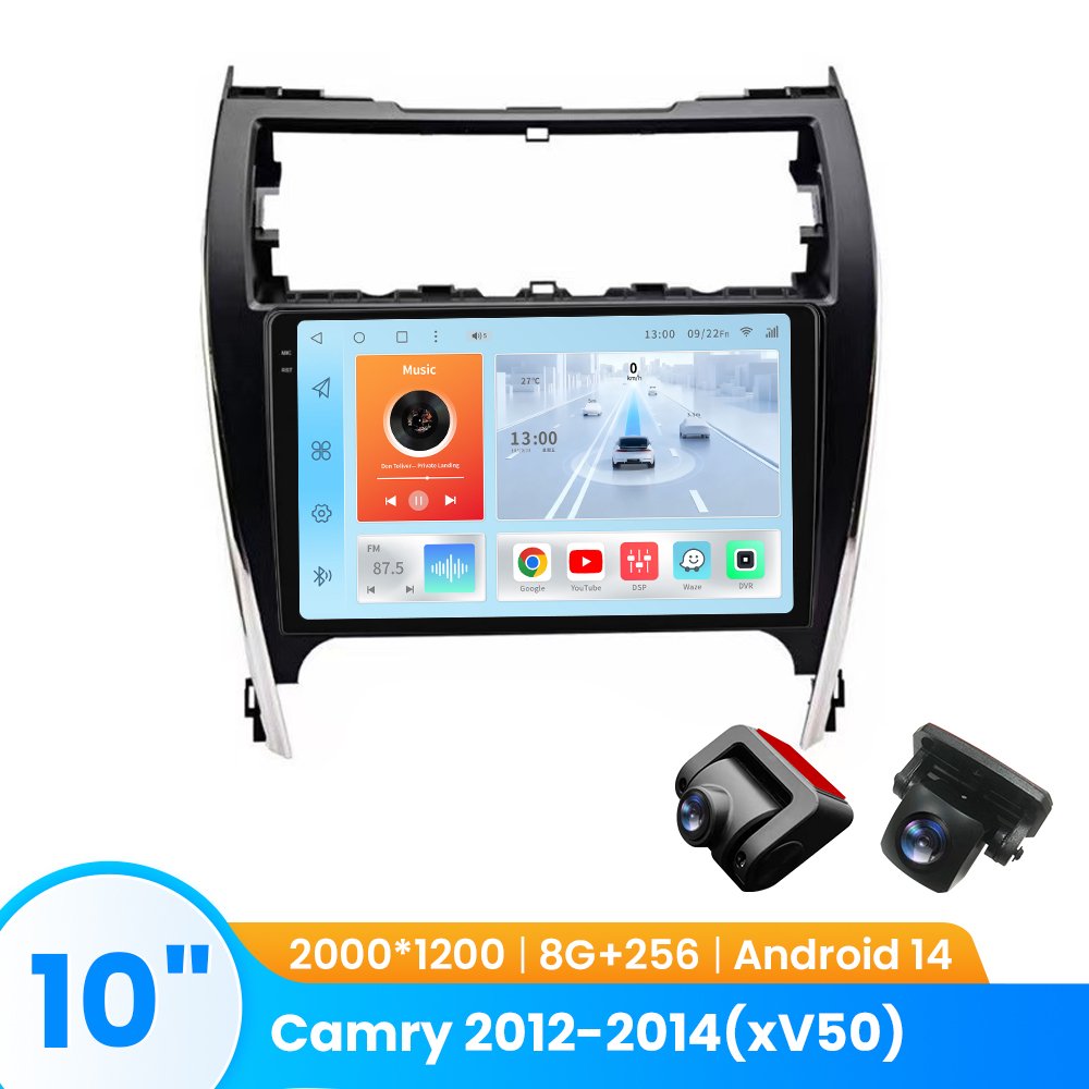 TOPOPFIRES Car Stereo for Toyota Camry 2012-2014 | Wireless CarPlay/Android Auto| 8GB+128GB | Dash Camera Support