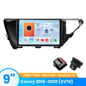 TOPOPFIRES Car Stereo for Toyota Camry 2018–2020 (XV70) | Wireless CarPlay/Android Auto| 8GB+128GB | Dash Camera Support