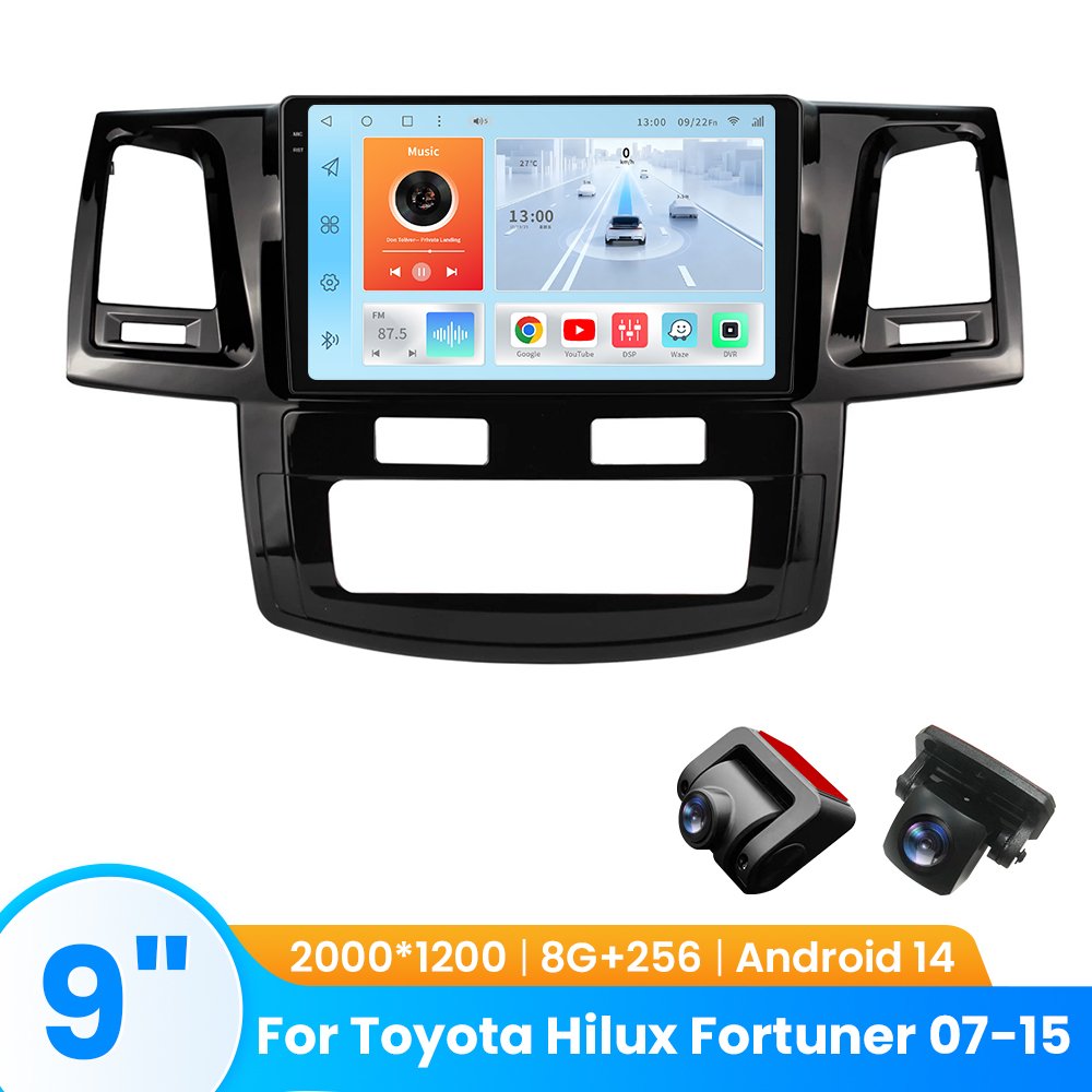 TOPOPFIRES Car Stereo for Toyota Hilux 2007–2015 | Wireless CarPlay/Android Auto| 8GB+128GB | Dash Camera Support