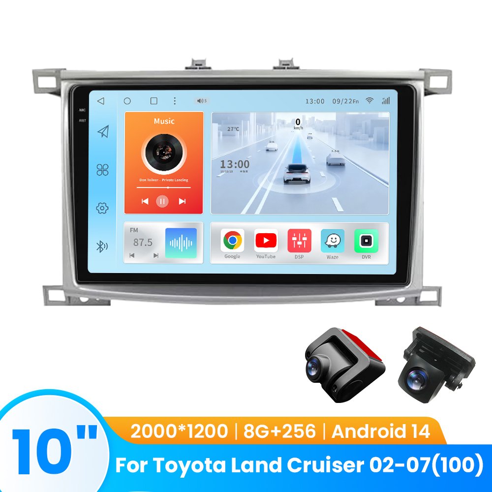 TOPOPFIRES Car Stereo for Toyota Land Cruiser 2002-2007| | Wireless CarPlay/Android Auto| 8GB+128GB | Dash Camera Support