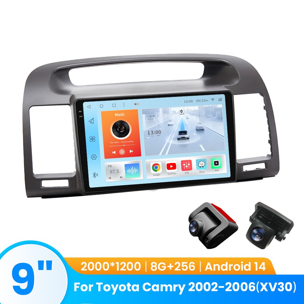 TOPOPFIRES Car Stereo for Toyota Camry 2002-2006（XV30) | Wireless CarPlay/Android Auto| 8GB+128GB | Dash Camera Support