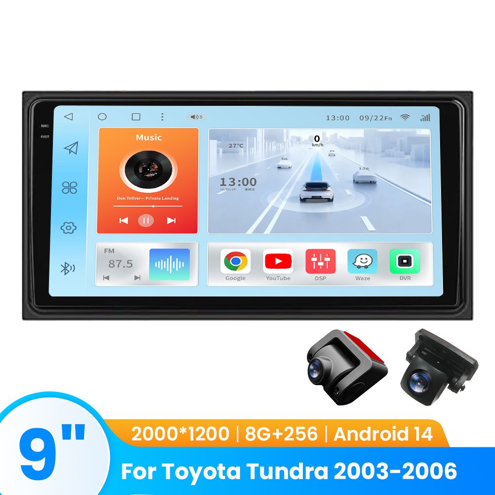 TOPOPFIRES Car Stereo for Toyota Tundra 2003-2006 | Wireless CarPlay/Android Auto| 8GB+128GB | Dash Camera Support