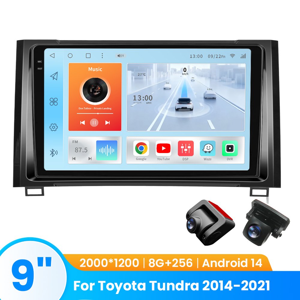 TOPOPFIRES Car Stereo for Toyota Tundra 2014-2021 | Wireless CarPlay/Android Auto| 8GB+128GB | Dash Camera Support
