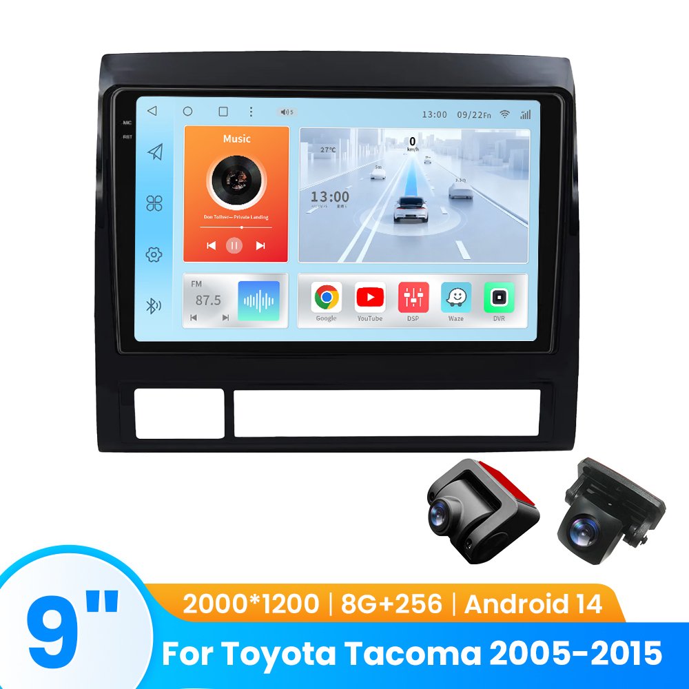 TOPOPFIRES Car Stereo for Toyota Tacoma 2005-2015 | Wireless CarPlay/Android Auto| 8GB+128GB | Dash Camera Support