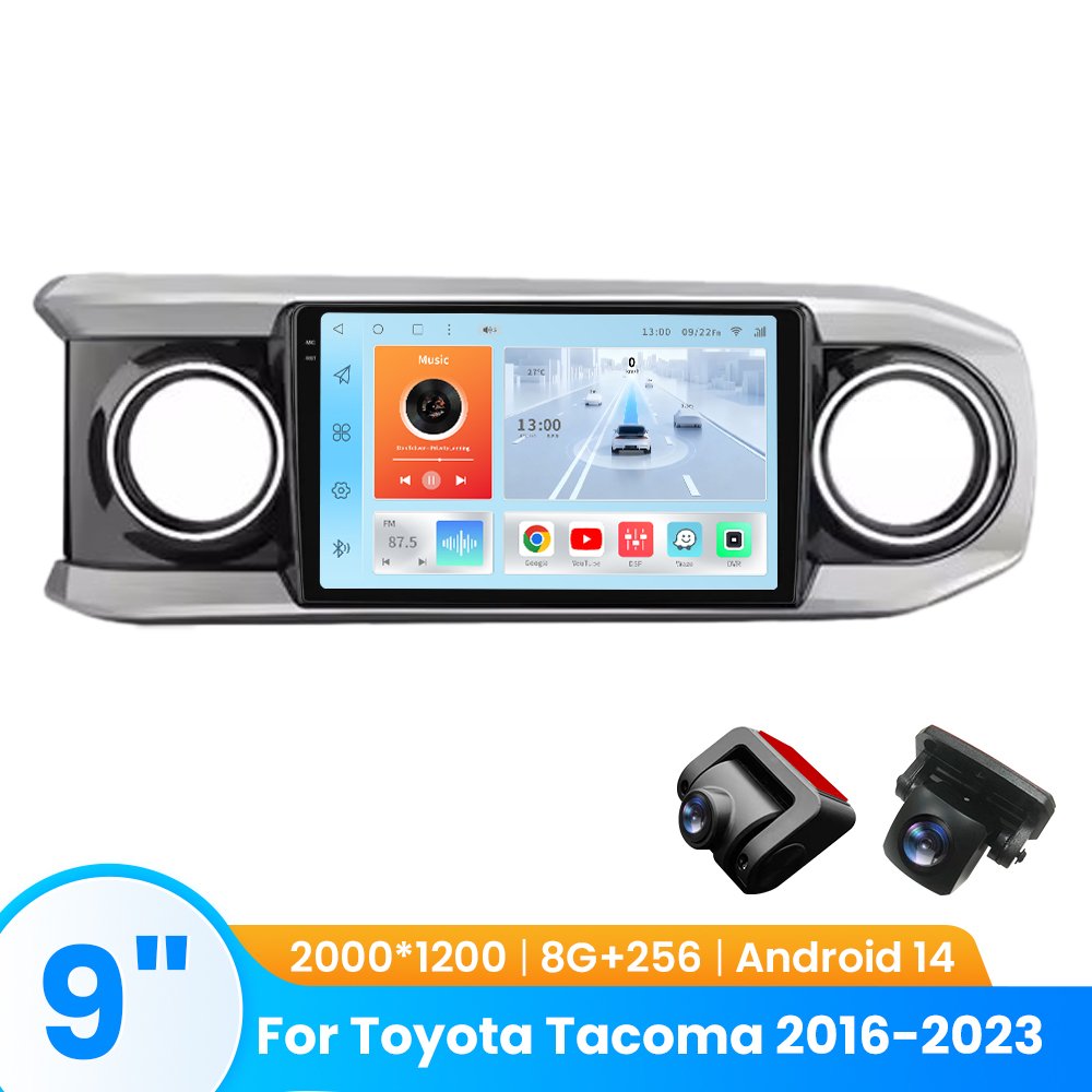 TOPOPFIRES Car Stereo for Toyota Tacoma 2016-2023 | Wireless CarPlay/Android Auto| 8GB+128GB | Dash Camera Support