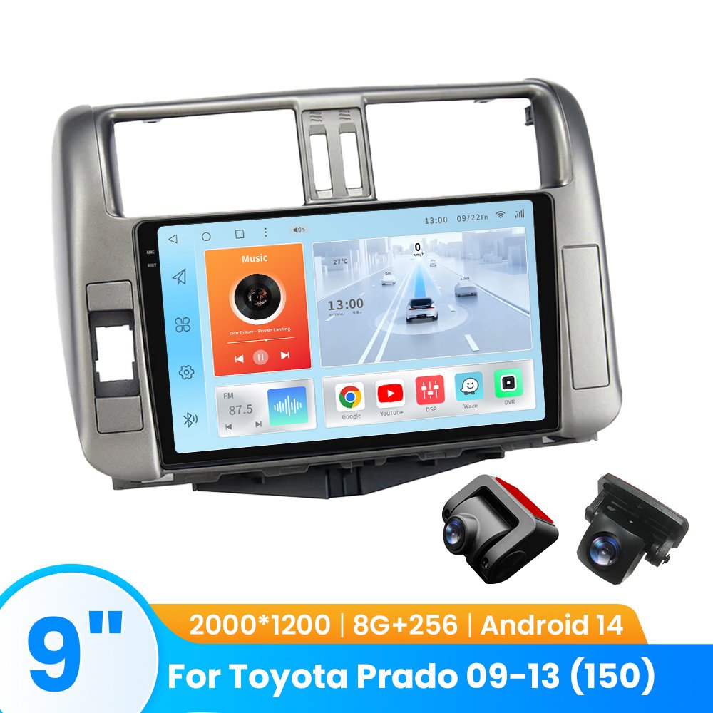 TOPOPFIRES Car Stereo for Toyota Prado 2009-2013 | Wireless CarPlay/Android Auto| 8GB+128GB | Dash Camera Support