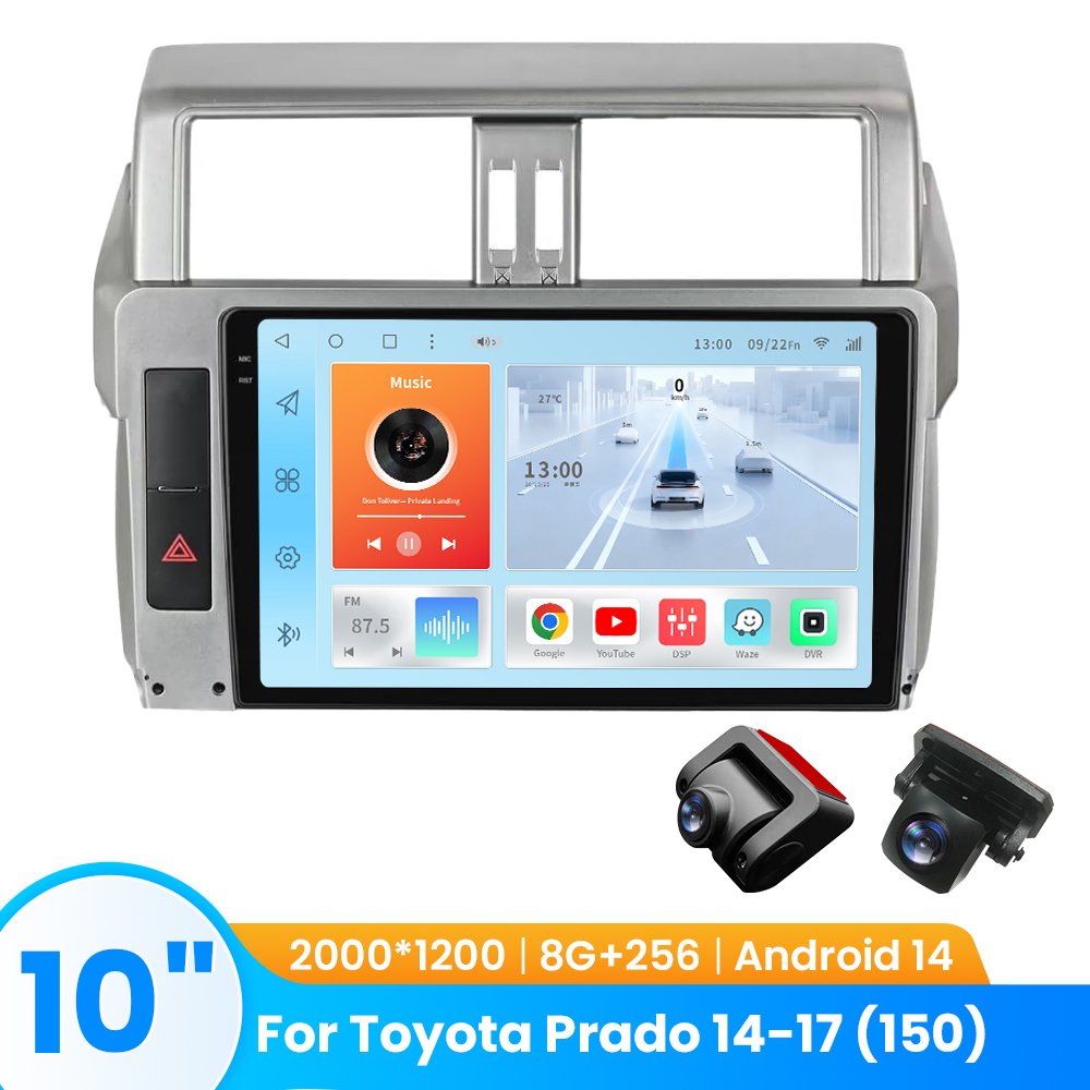 TOPOPFIRES Car Stereo for Toyota Prado 2014-2017 | Wireless CarPlay/Android Auto| 8GB+128GB | Dash Camera Support