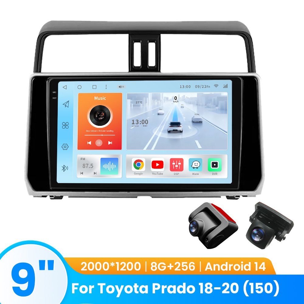 TOPOPFIRES Car Stereo for Toyota Prado 2018-2020 | Wireless CarPlay/Android Auto| 8GB+128GB | Dash Camera Support