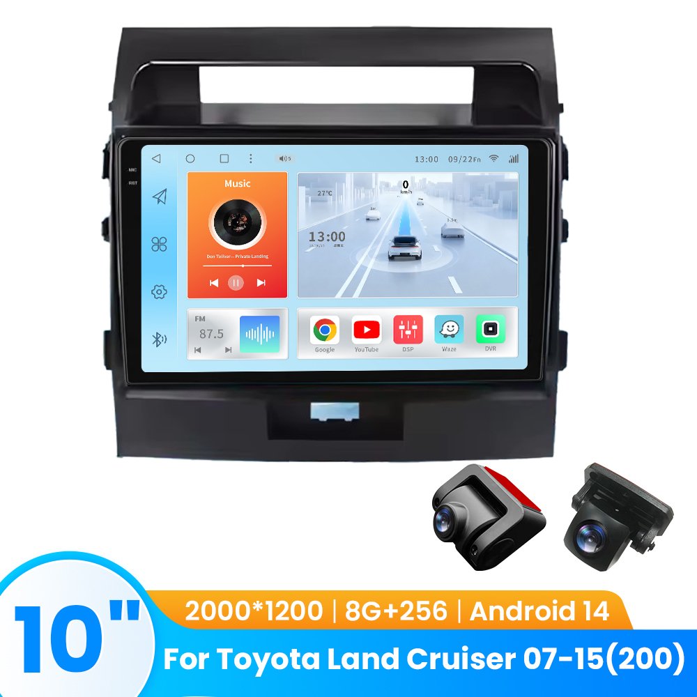 TOPOPFIRES Car Stereo for Toyota Land Cruiser 2007-2015 | Wireless CarPlay/Android Auto| 8GB+128GB | Dash Camera Support