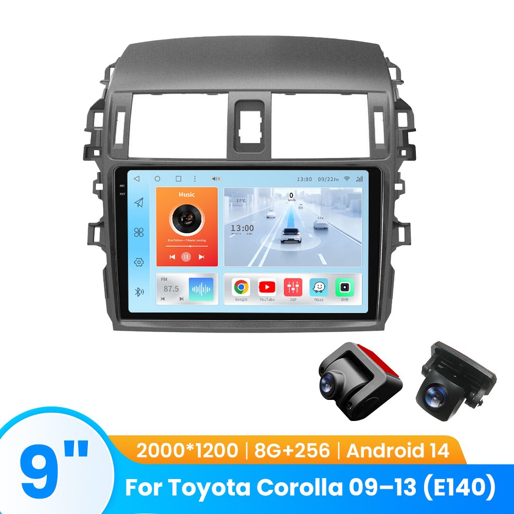 TOPOPFIRES Car Stereo for Toyota Corolla 2009–2013 (E140)| Wireless CarPlay/Android Auto| 8GB+128GB | Dash Camera Support