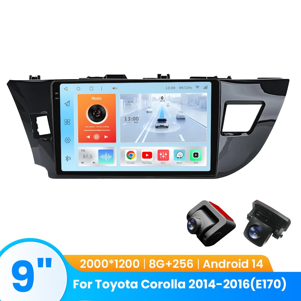 TOPOPFIRES Car Stereo for Toyota Corolla 2014-2016 (E170)| Wireless CarPlay/Android Auto| 8GB+128GB | Dash Camera Support