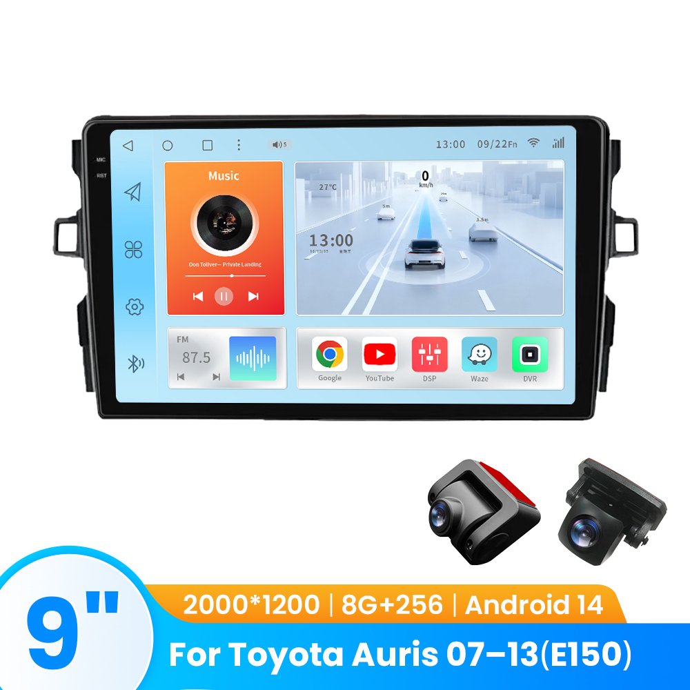 TOPOPFIRES Car Stereo for Toyota Auris 2007–2013（E150) | Wireless CarPlay/Android Auto| 8GB+128GB | Dash Camera Support