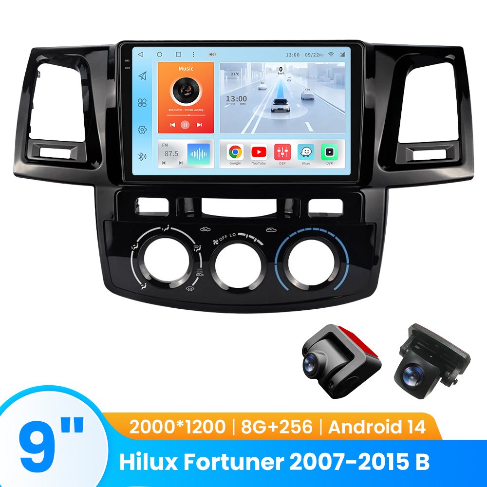 TOPOPFIRES Car Stereo for Toyota Hilux 2007–2015| Wireless CarPlay/Android Auto| 8GB+128GB | Dash Camera Support