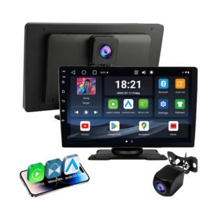 9" Portable Wireless CarPlay Screen | Android 14 Car Stereo | Wireless CarPlay Android Auto | Built-in 4K Dash Cam & 1080P Backup Camera Car Radio 4G+64G with 4G LTE, WiFi,BT,