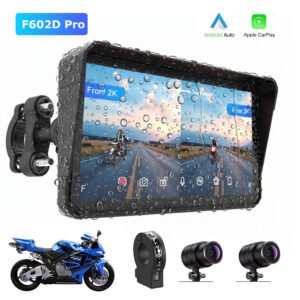 6" Motorcycle Wireless CarPlay & Android Auto Screen | Dual 2K Dash Cam, TPMS & GPS Navigation | Waterproof IP67 Smart Moto Display